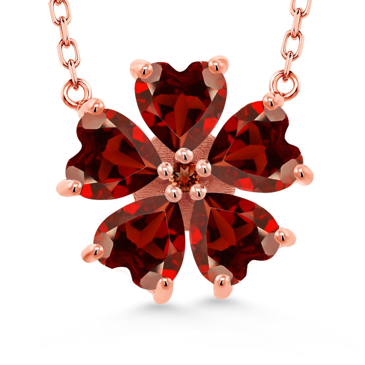 Garnet_925 Rose Gold Plated Silver_Necklace in 925 Rose Gold Plated Silver