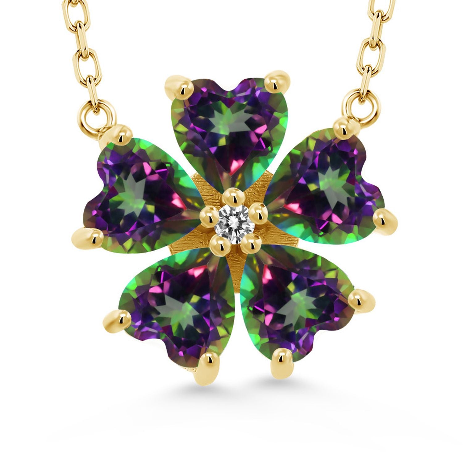 Green Mystic Topaz_925 Yellow Gold Plated Silver_Necklace in 925 Yellow Gold Plated Silver