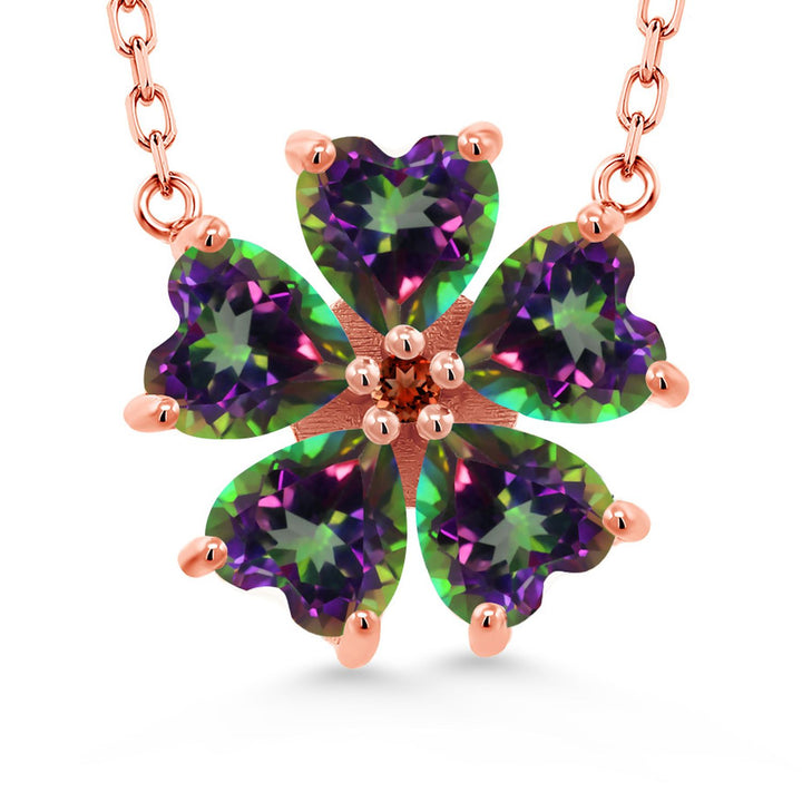 Green Mystic Topaz_925 Rose Gold Plated Silver_Necklace in 925 Rose Gold Plated Silver