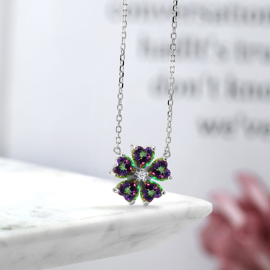 Mystic Topaz and Topaz_925 Sterling Silver_Necklace in 925 Sterling Silver