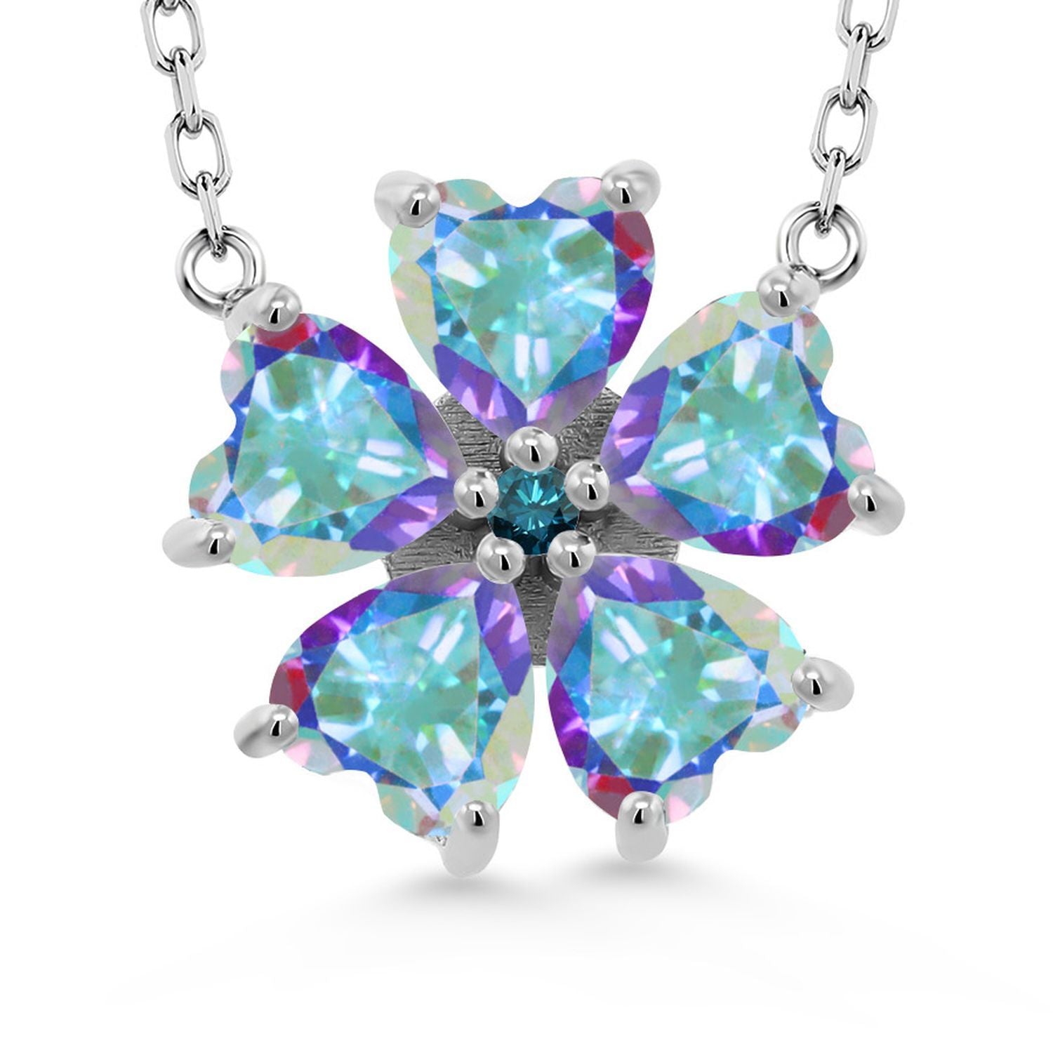 Mystic Topaz and Diamond_925 Sterling Silver_Necklace in 925 Sterling Silver