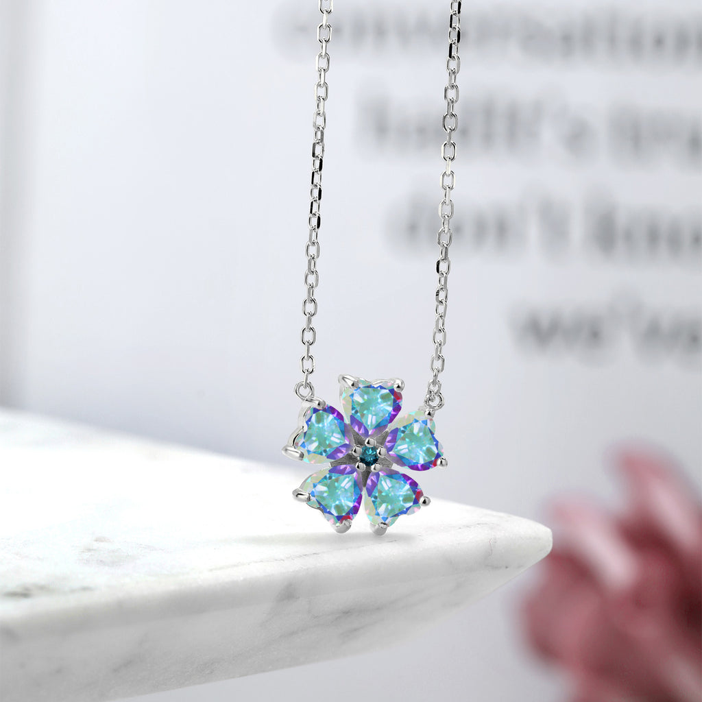 Mystic Topaz and Diamond_925 Sterling Silver_Necklace in 925 Sterling Silver