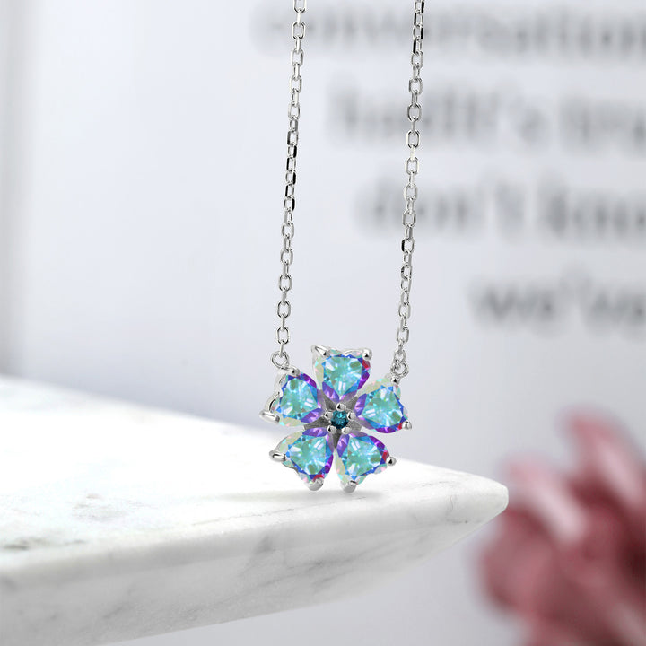 Mystic Topaz and Diamond_925 Sterling Silver_Necklace in 925 Sterling Silver