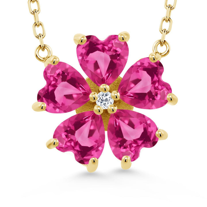 Pink Mystic Topaz_925 Yellow Gold Plated Silver_Necklace in 925 Yellow Gold Plated Silver
