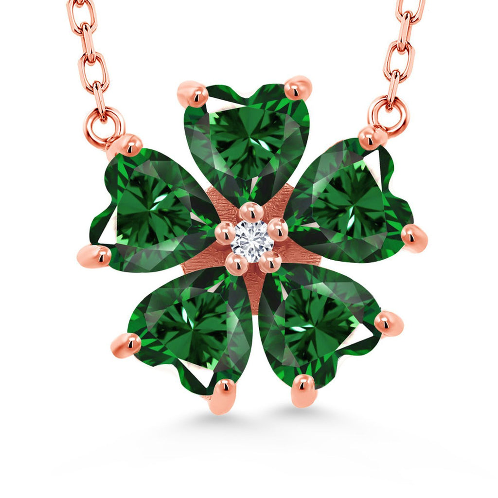 Gem Stone King Gemstone Birthstone and Lab Grown Diamond Flower Pendant Necklace for Women | 925 Sterling Silver | Heart Shape 6MM Petals and Round 2MM Center | With 18 Inch Chain | Fine Jewelry for Her Mom Wife