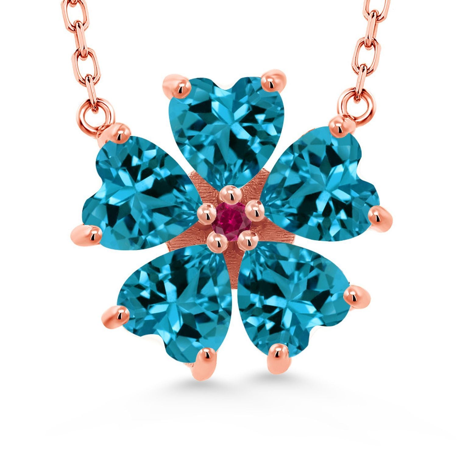 London Blue Topaz - November_925 Rose Gold Plated Silver_Necklace in 925 Rose Gold Plated Silver