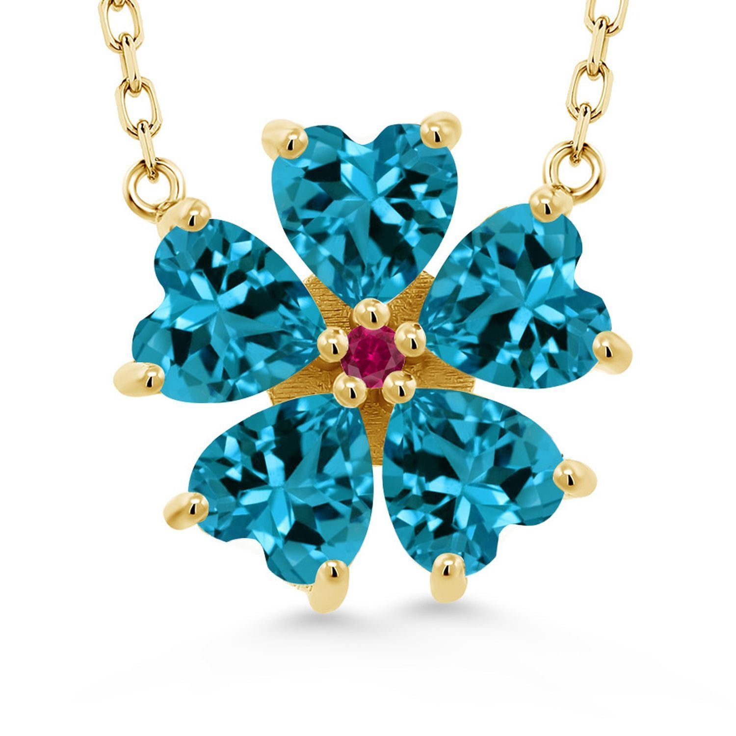 London Blue Topaz - November_925 Yellow Gold Plated Silver_Necklace in 925 Yellow Gold Plated Silver