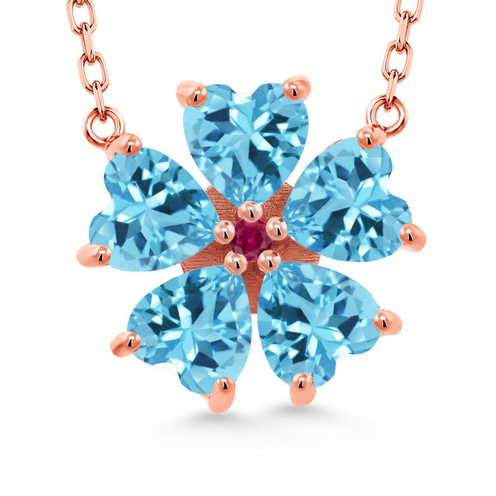 Swiss Blue Topaz - November_925 Rose Gold Plated Silver_Necklace in 925 Rose Gold Plated Silver