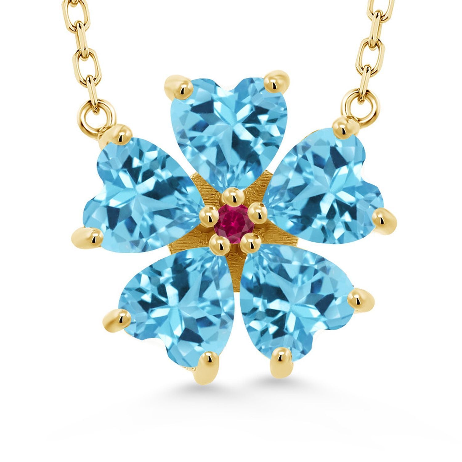 Swiss Blue Topaz - November_925 Yellow Gold Plated Silver_Necklace in 925 Yellow Gold Plated Silver