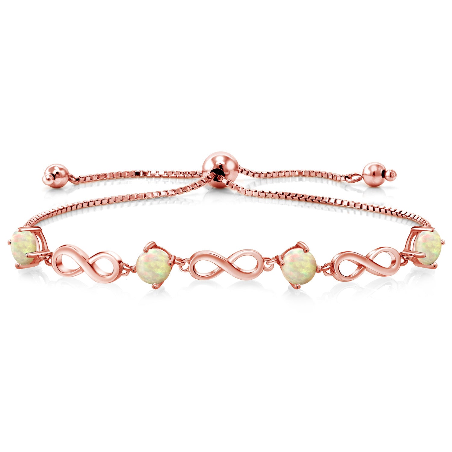 Ethiopian Opal-Cabochon - October_Bracelet in 925 Rose Gold Plated Silver