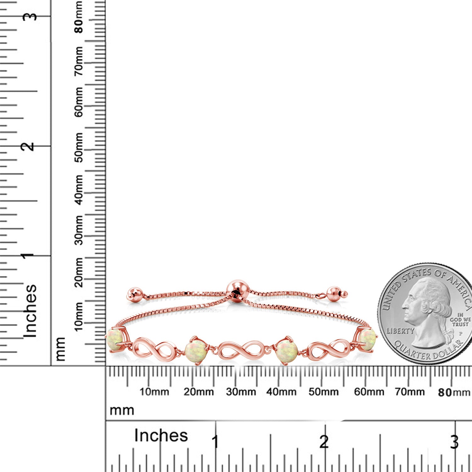 Ethiopian Opal-Cabochon - October_Bracelet in 925 Rose Gold Plated Silver