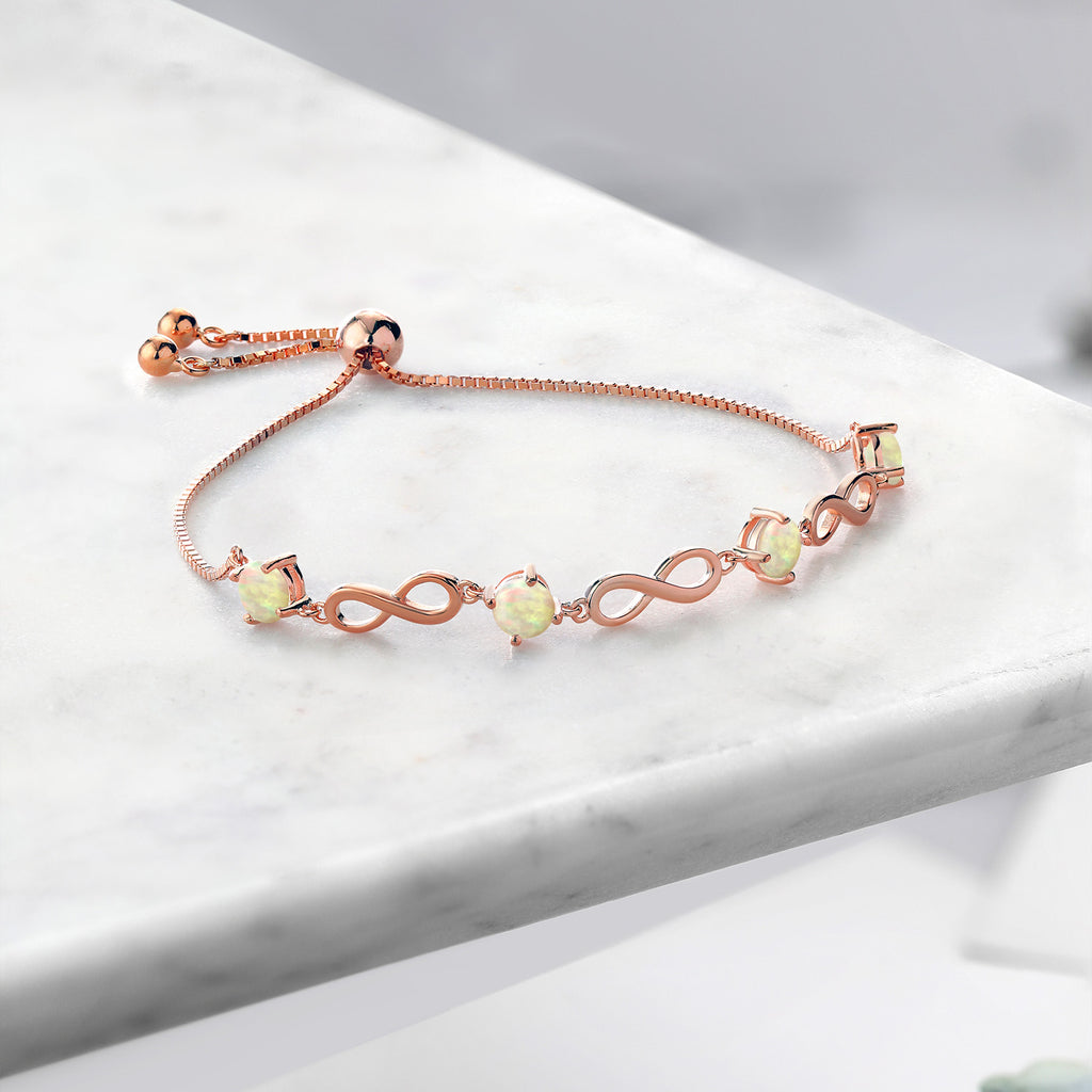 Ethiopian Opal-Cabochon - October_Bracelet in 925 Rose Gold Plated Silver