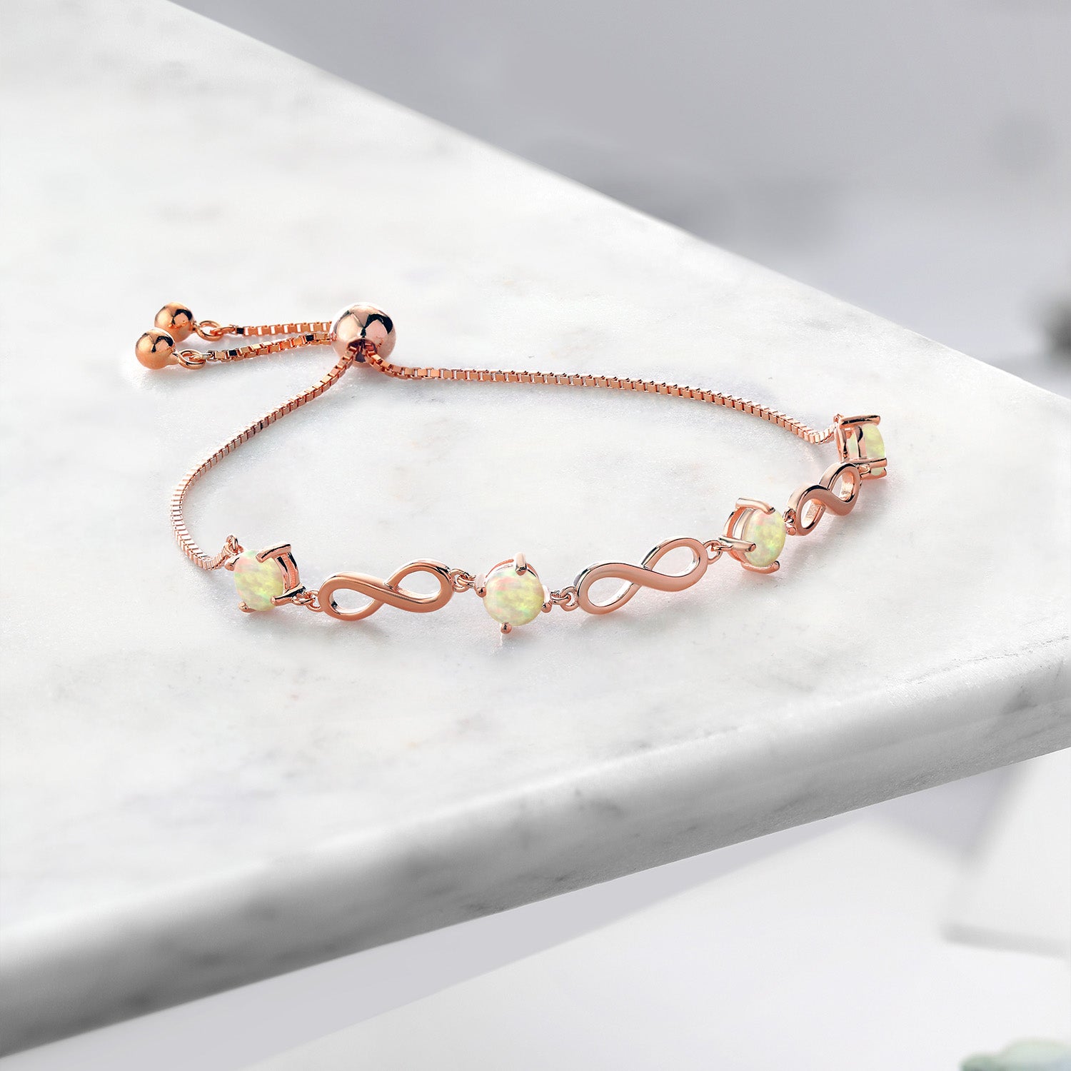 Ethiopian Opal-Cabochon - October_Bracelet in 925 Rose Gold Plated Silver