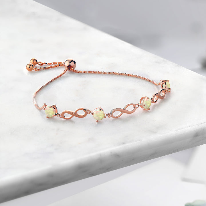 Ethiopian Opal-Cabochon - October_Bracelet in 925 Rose Gold Plated Silver