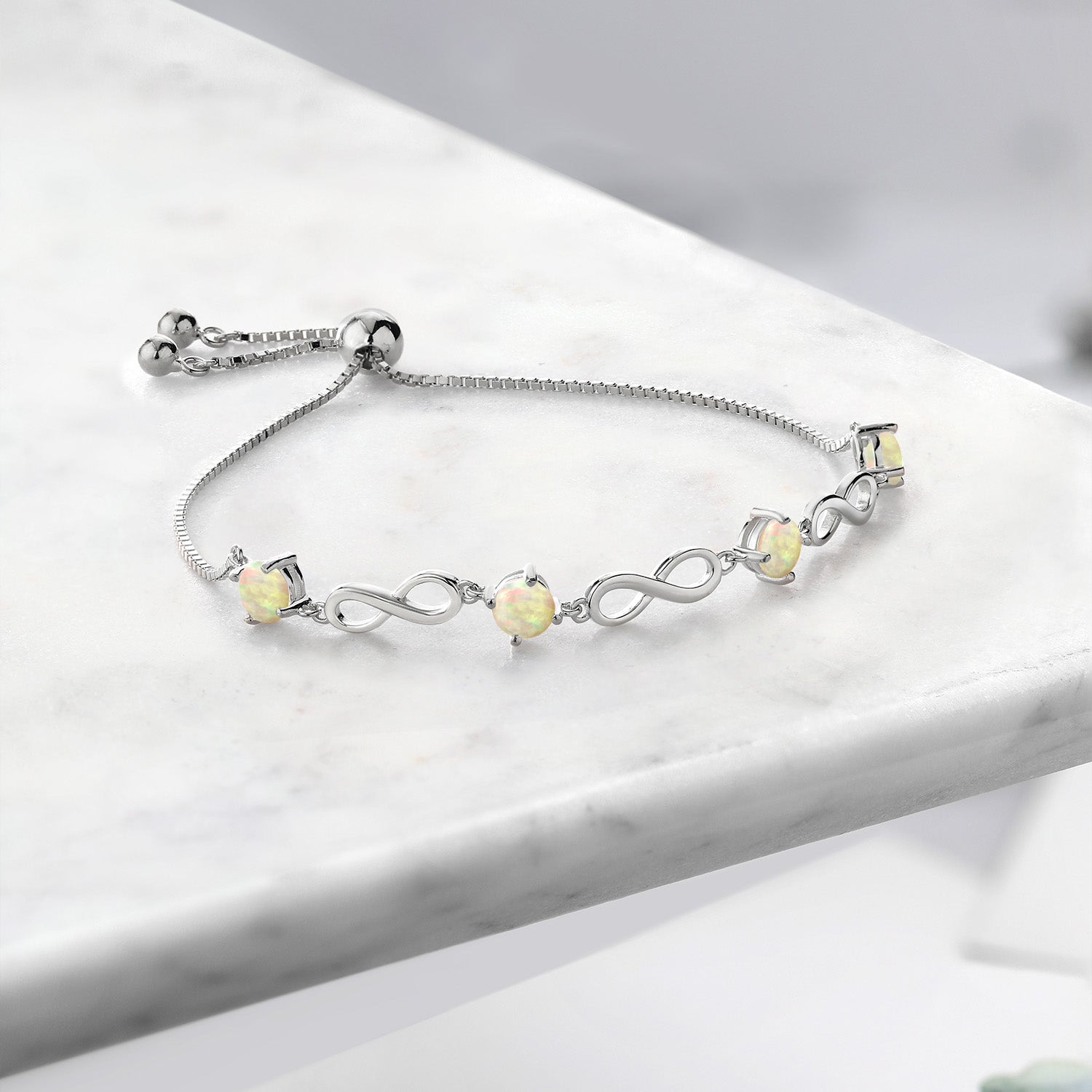 Ethiopian Opal-Cabochon - October_Bracelet in 925 Sterling Silver