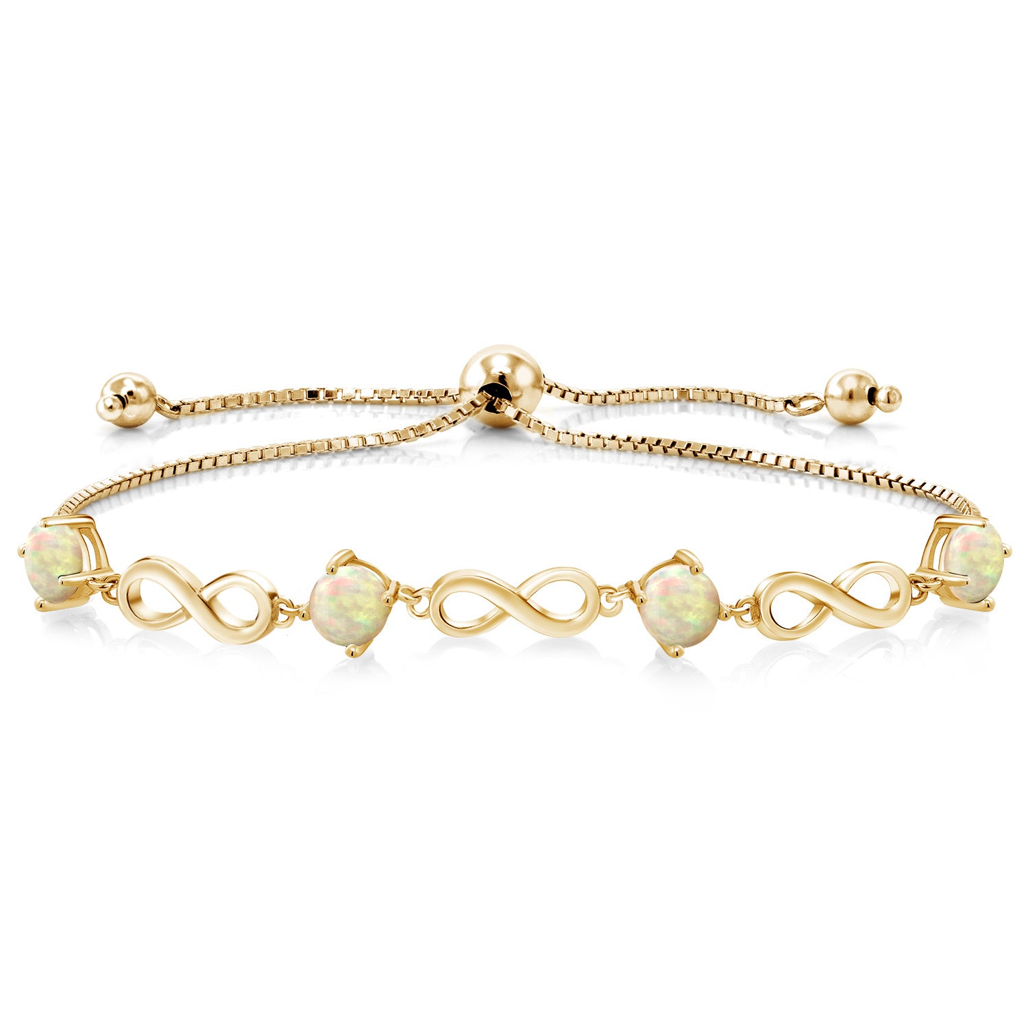 Ethiopian Opal-Cabochon - October_Bracelet in 925 Yellow Gold Plated Silver