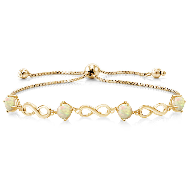 Ethiopian Opal-Cabochon - October_Bracelet in 925 Yellow Gold Plated Silver