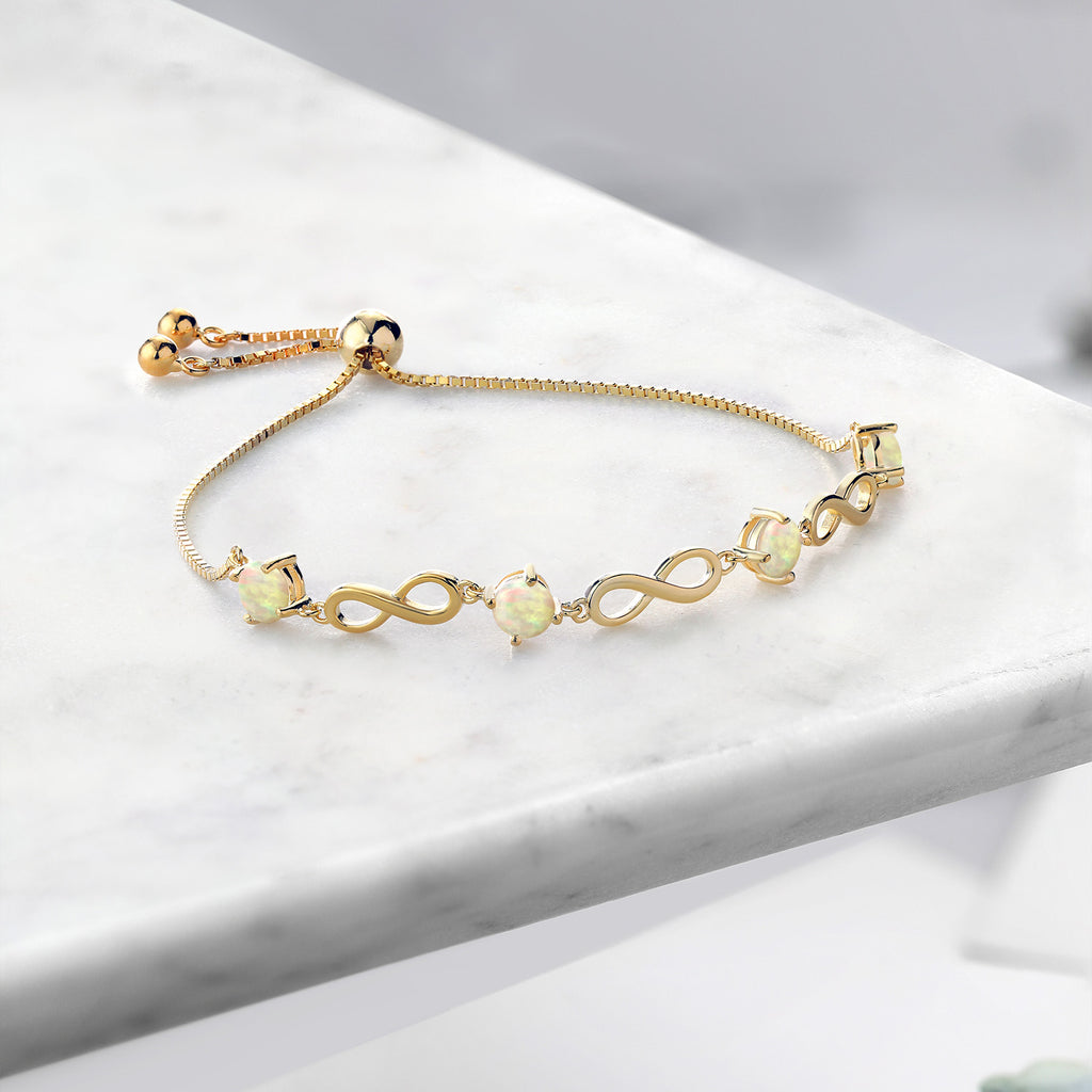 Ethiopian Opal-Cabochon - October_Bracelet in 925 Yellow Gold Plated Silver