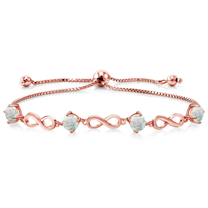 White Simulated Opal-Cabochon - October_Bracelet in 925 Rose Gold Plated Silver
