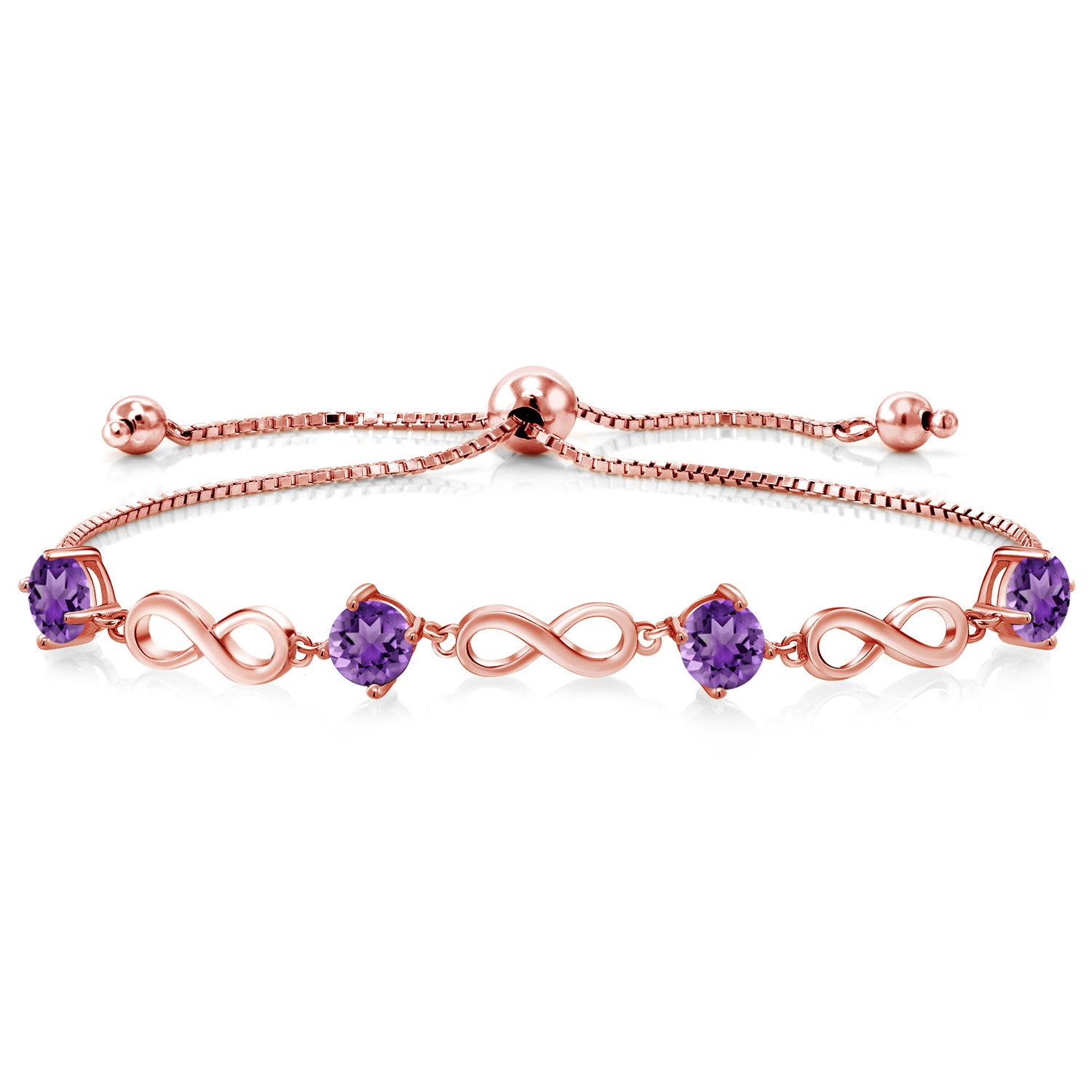 Amethyst - February_Bracelet in 925 Rose Gold Plated Silver