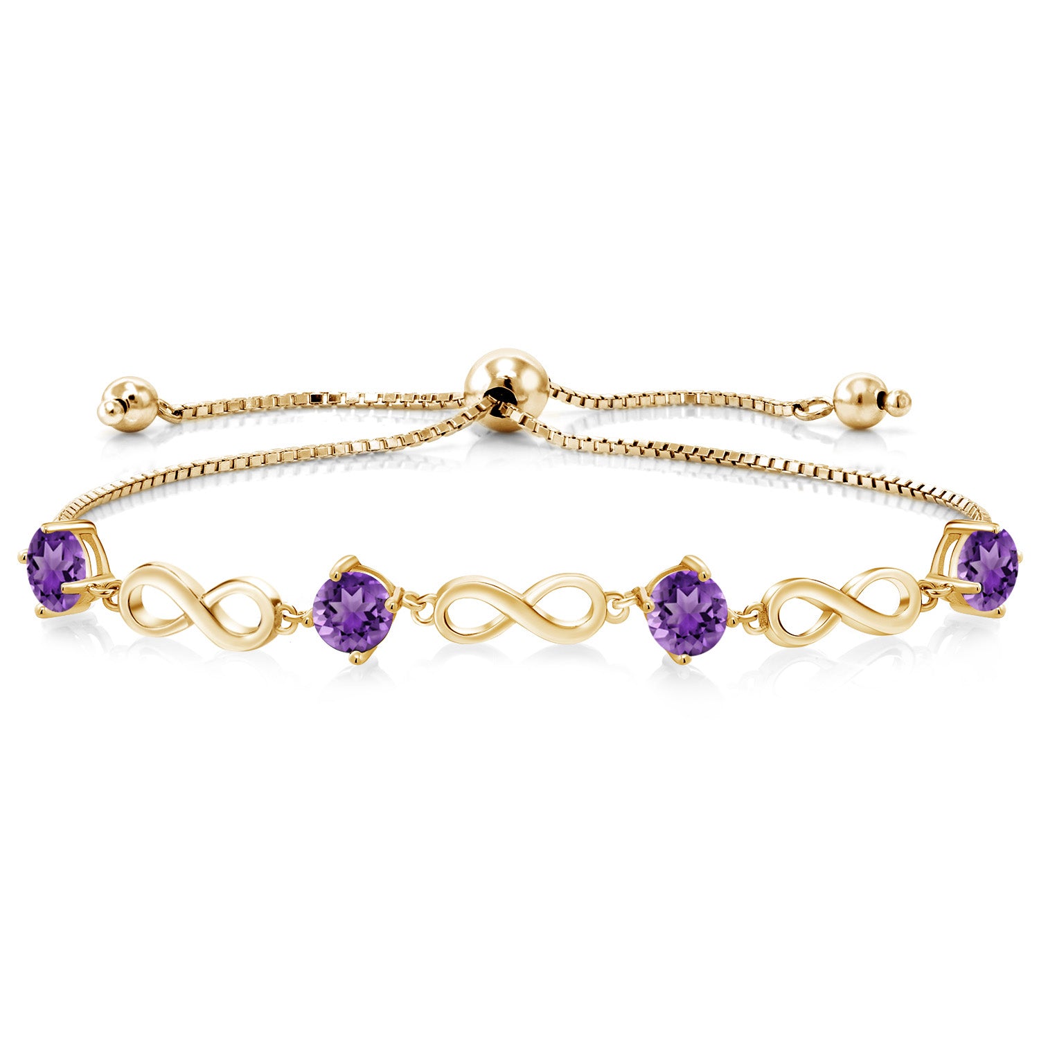 Amethyst - February_Bracelet in 925 Yellow Gold Plated Silver