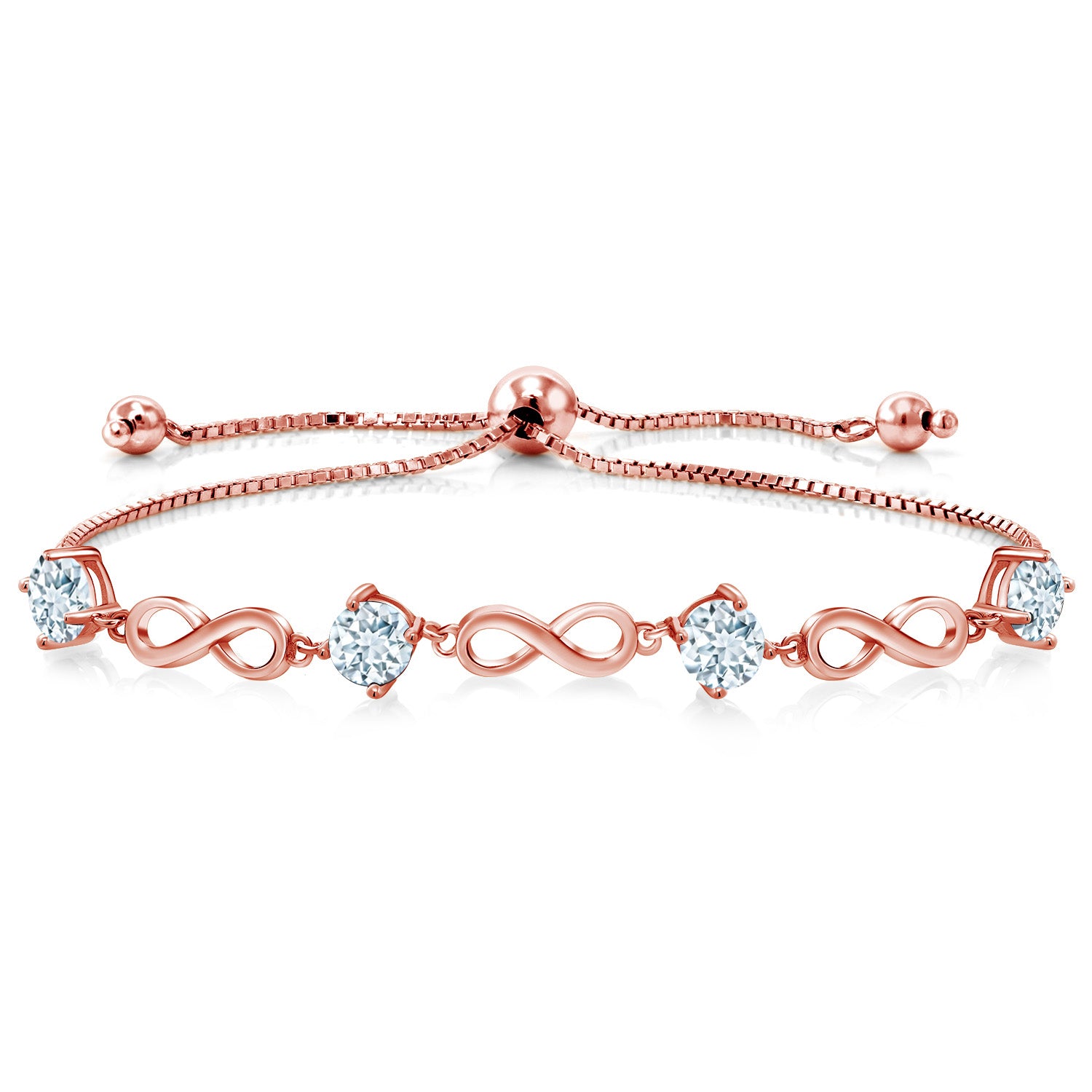 Aquamarine - March_Bracelet in 925 Rose Gold Plated Silver