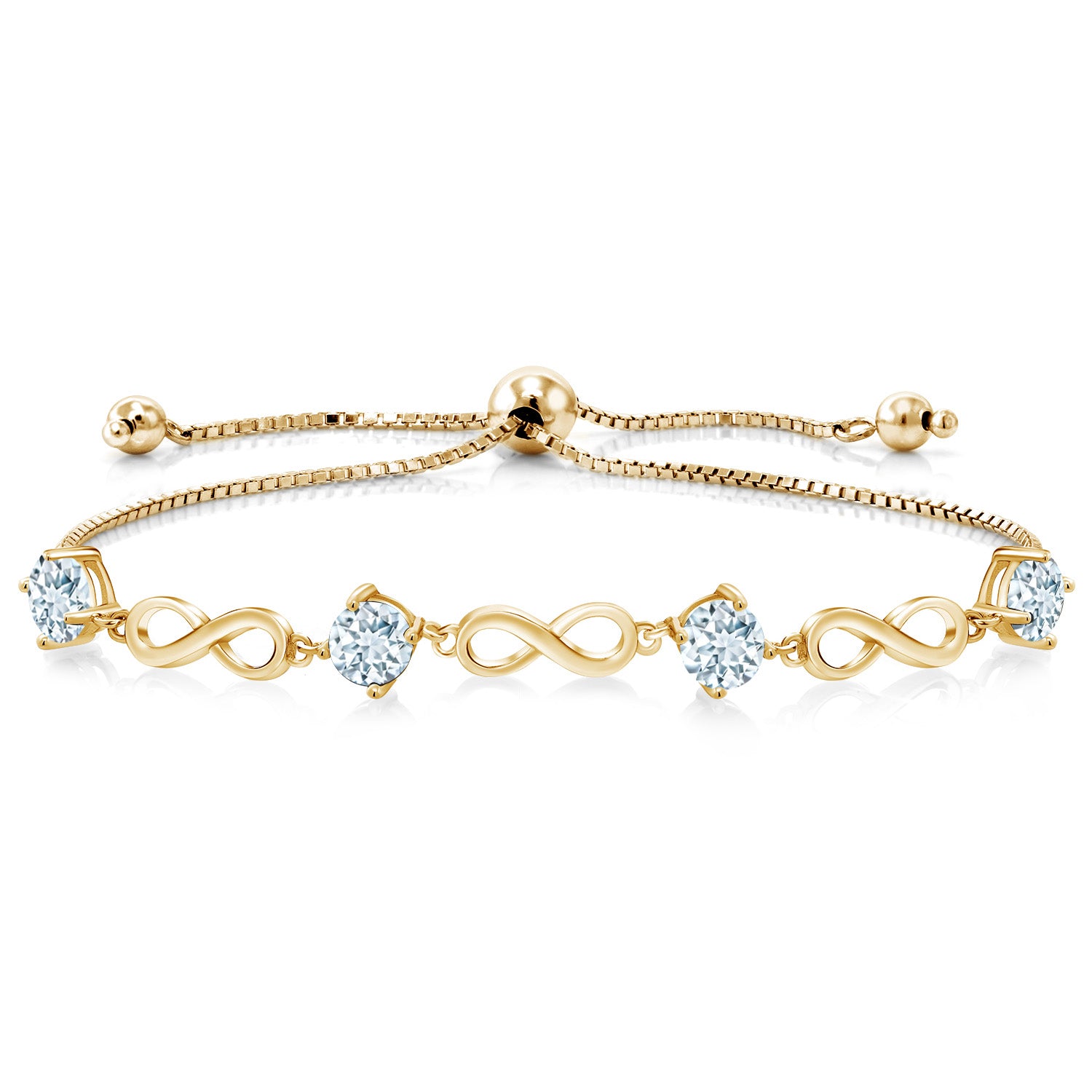 Aquamarine - March_Bracelet in 925 Yellow Gold Plated Silver