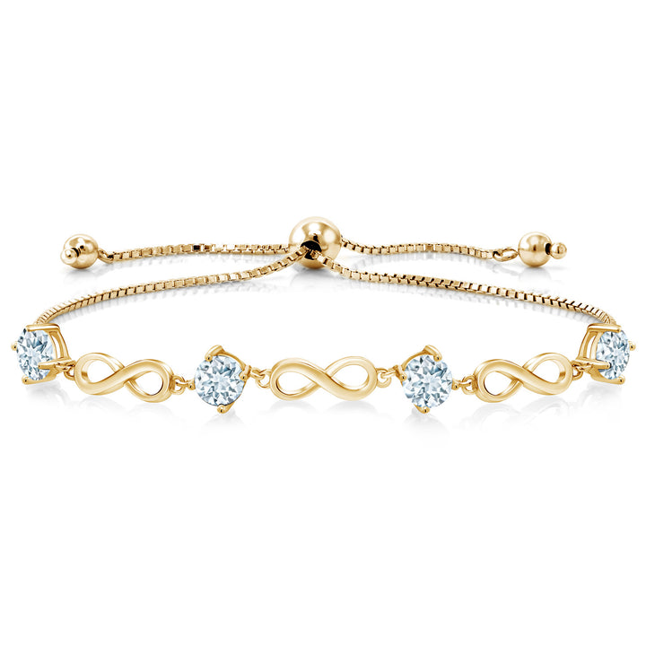 Aquamarine - March_Bracelet in 925 Yellow Gold Plated Silver
