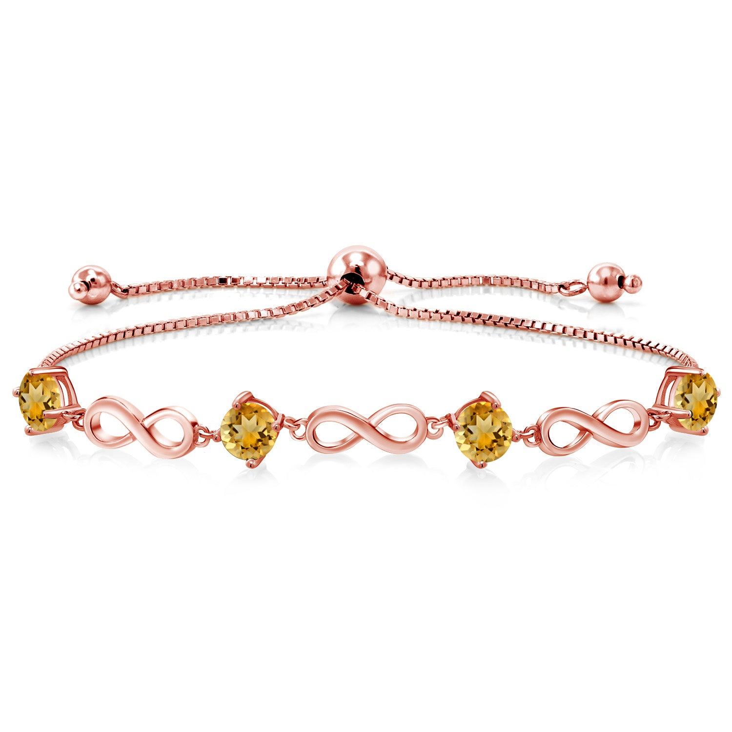 Citrine - November_Bracelet in 925 Rose Gold Plated Silver