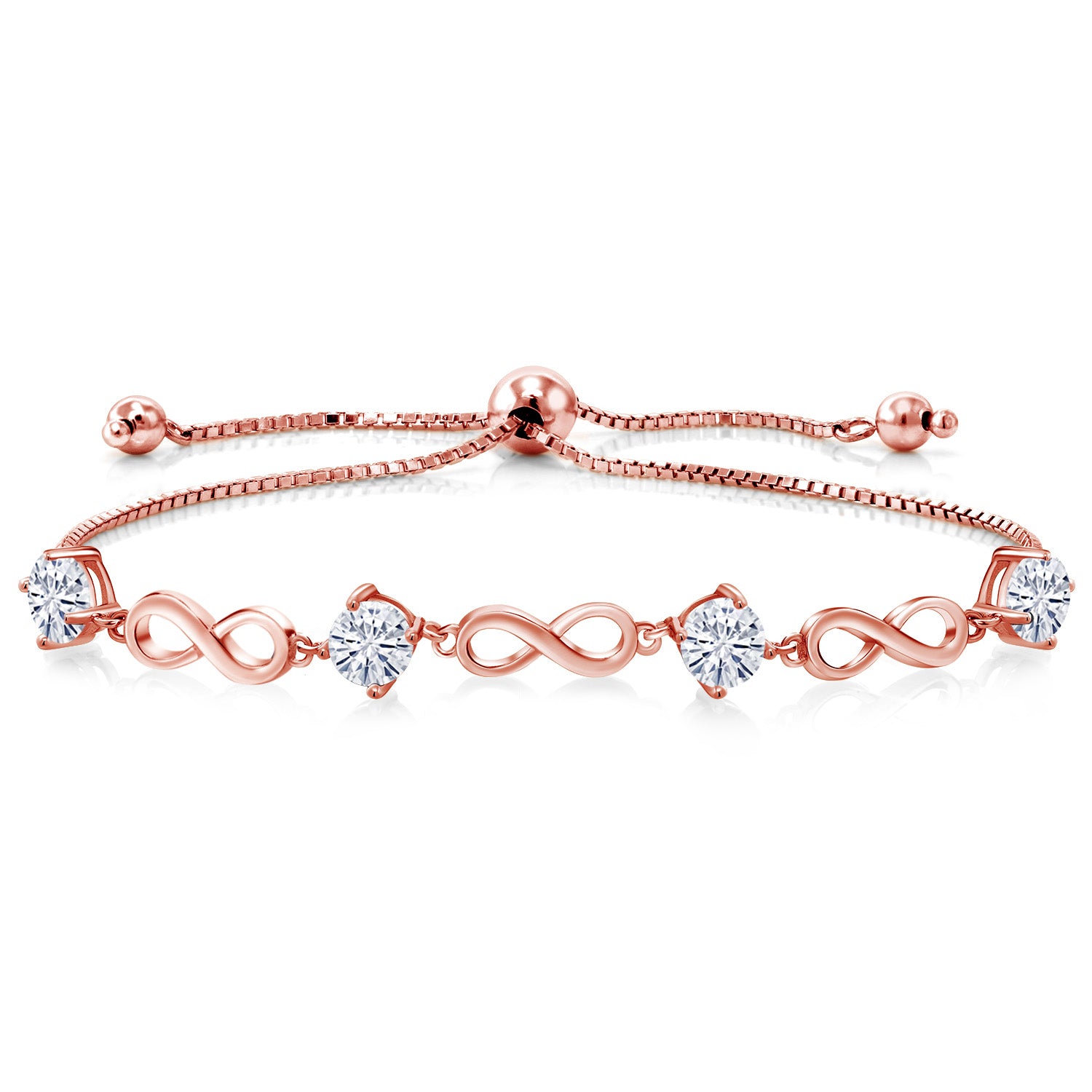 White Moissanite - April_Bracelet in 925 Rose Gold Plated Silver