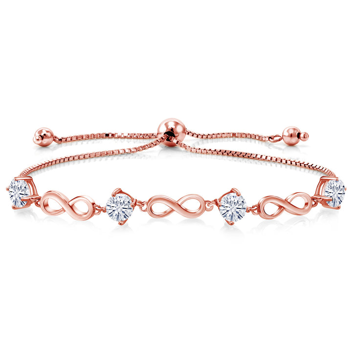 White Moissanite - April_Bracelet in 925 Rose Gold Plated Silver