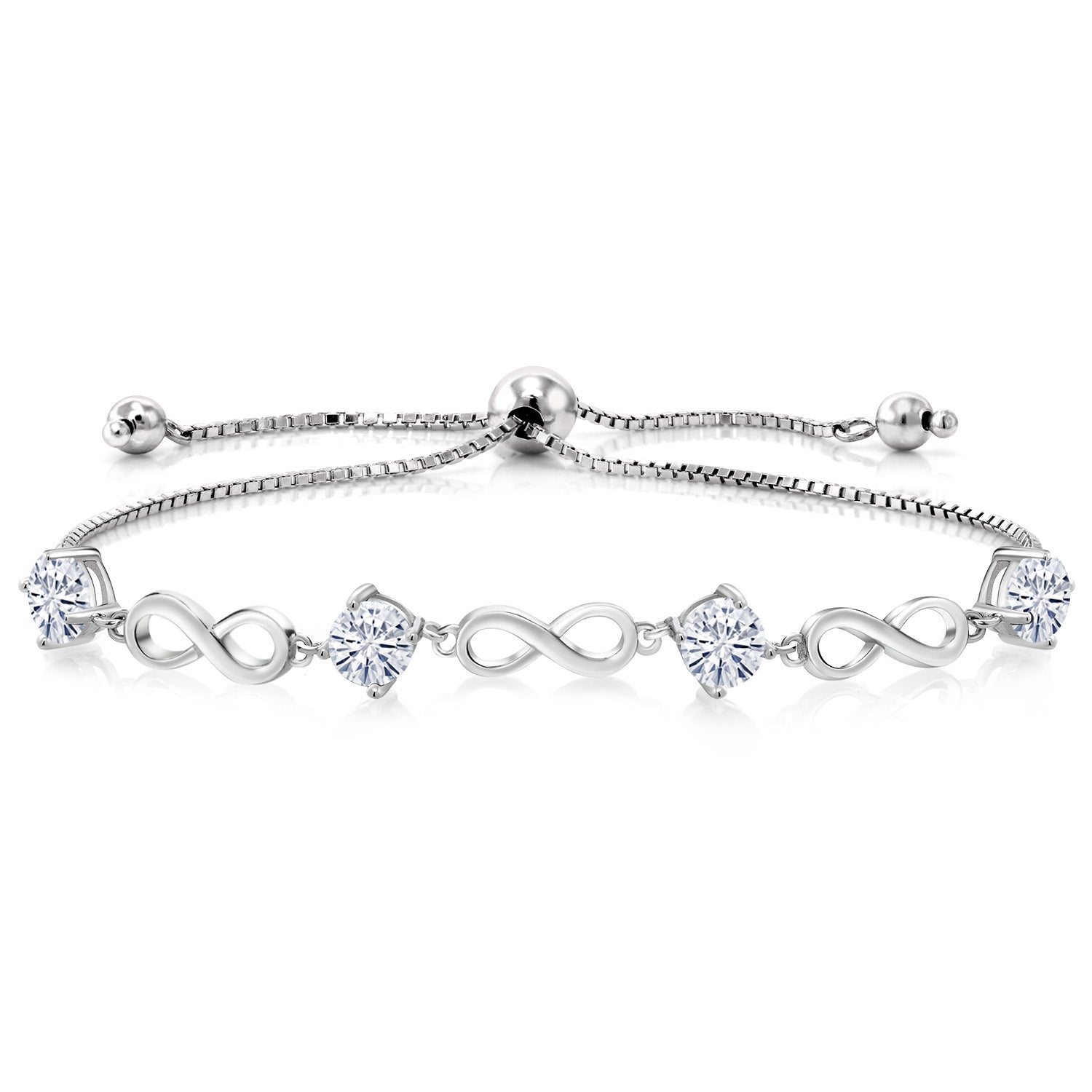 White Moissanite - April_Bracelet in 925 Sterling Silver