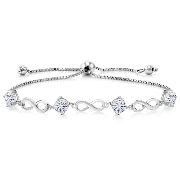 White Moissanite - April_Bracelet in 925 Sterling Silver