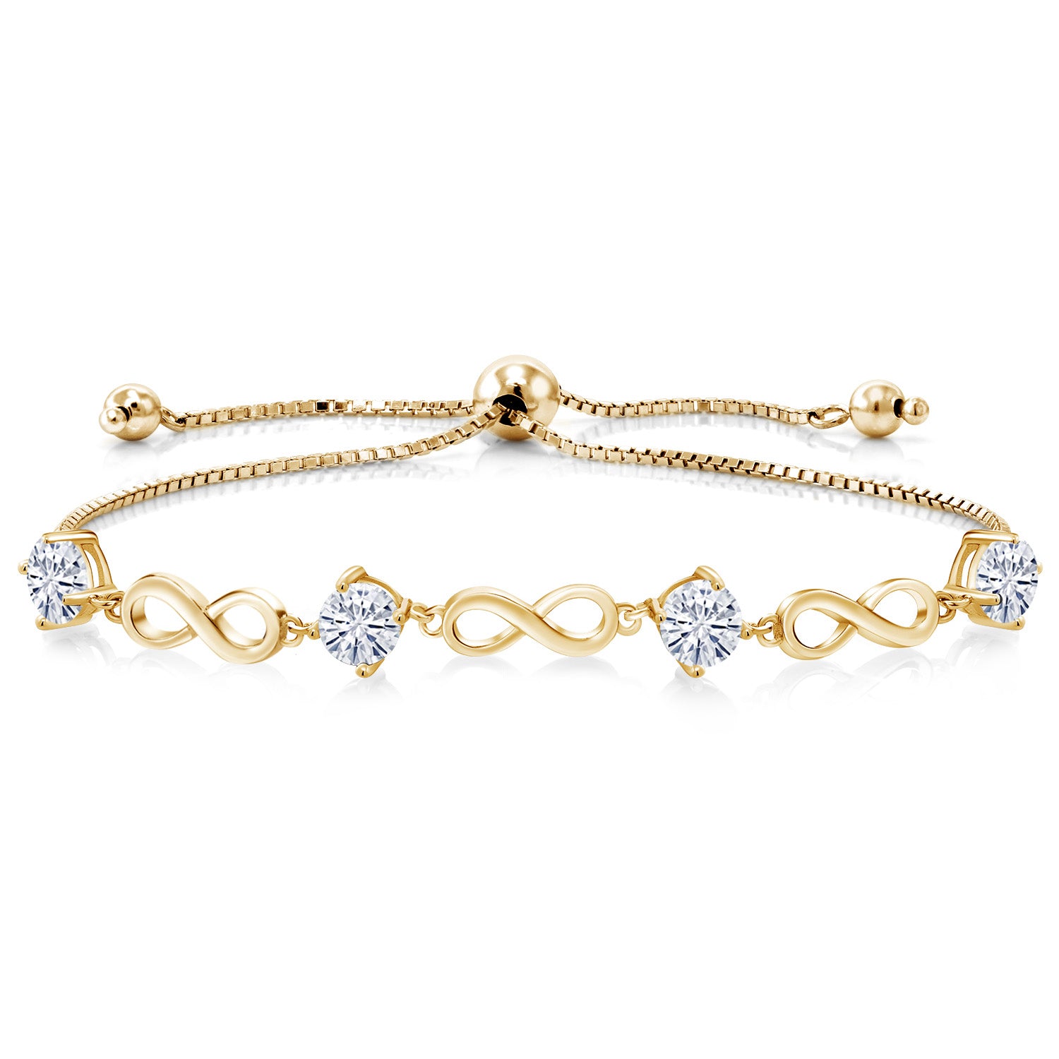 White Moissanite - April_Bracelet in 925 Yellow Gold Plated Silver