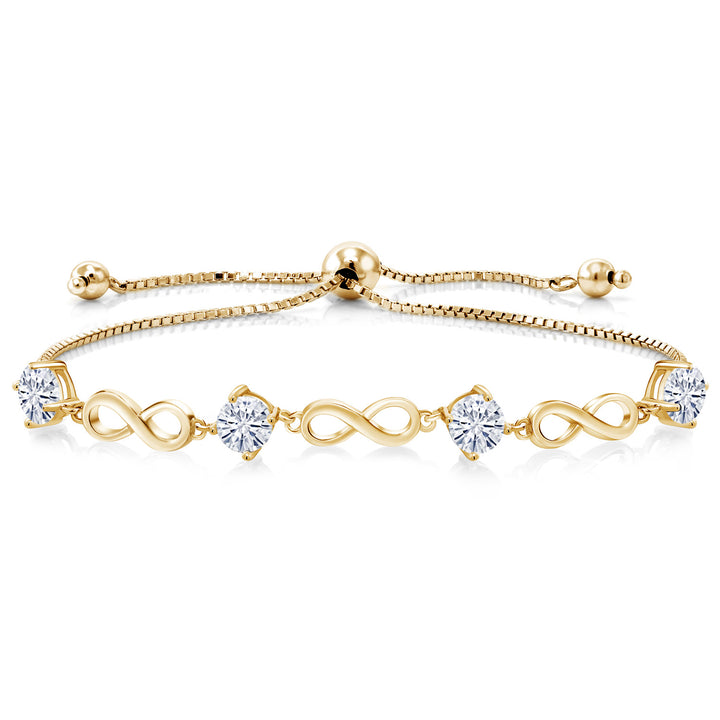 White Moissanite - April_Bracelet in 925 Yellow Gold Plated Silver