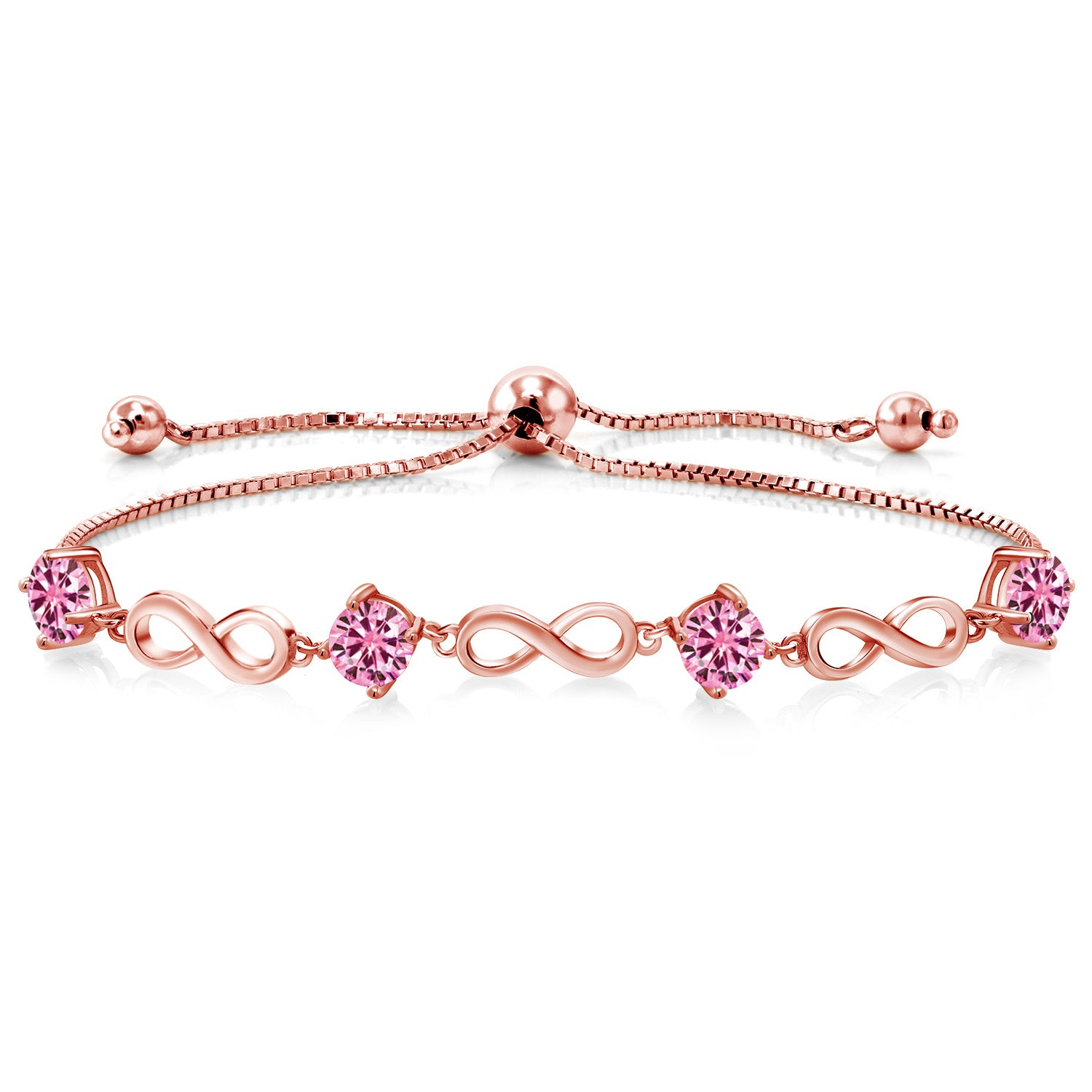 Pink Moissanite - April_Bracelet in 925 Rose Gold Plated Silver