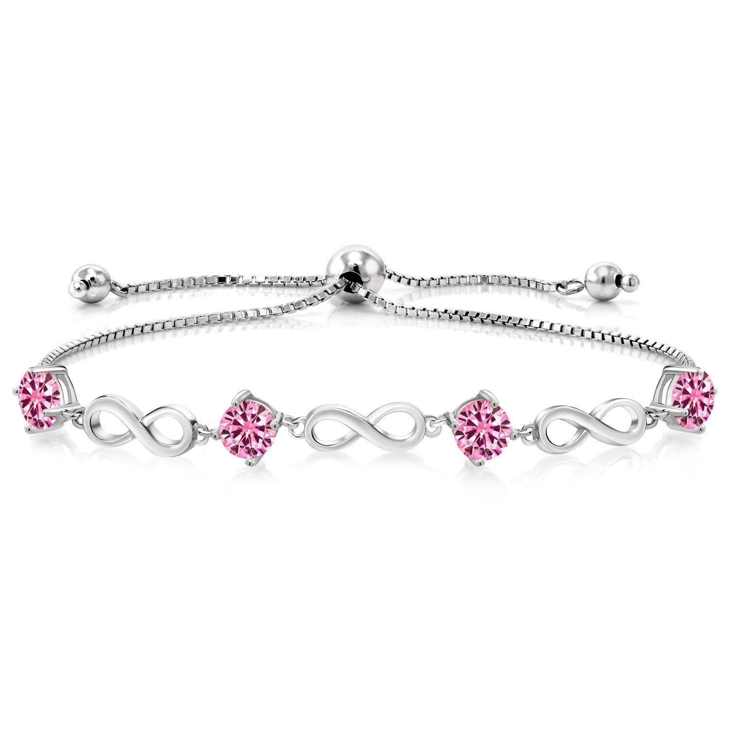 Pink Moissanite - April_Bracelet in 925 Sterling Silver