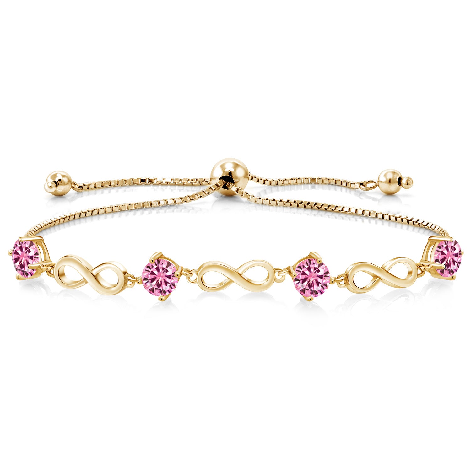 Pink Moissanite - April_Bracelet in 925 Yellow Gold Plated Silver