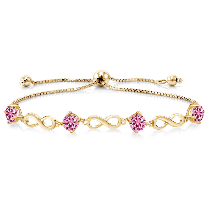 Pink Moissanite - April_Bracelet in 925 Yellow Gold Plated Silver