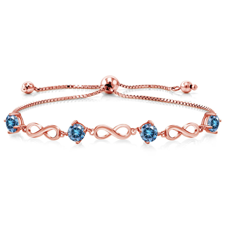 Persian Blue Moissanite - April_Bracelet in 925 Rose Gold Plated Silver