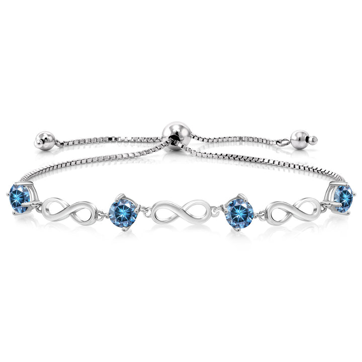 Persian Blue Moissanite - April_Bracelet in 925 Sterling Silver
