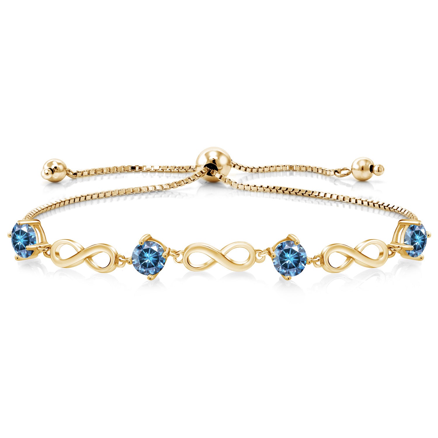 Persian Blue Moissanite - April_Bracelet in 925 Yellow Gold Plated Silver
