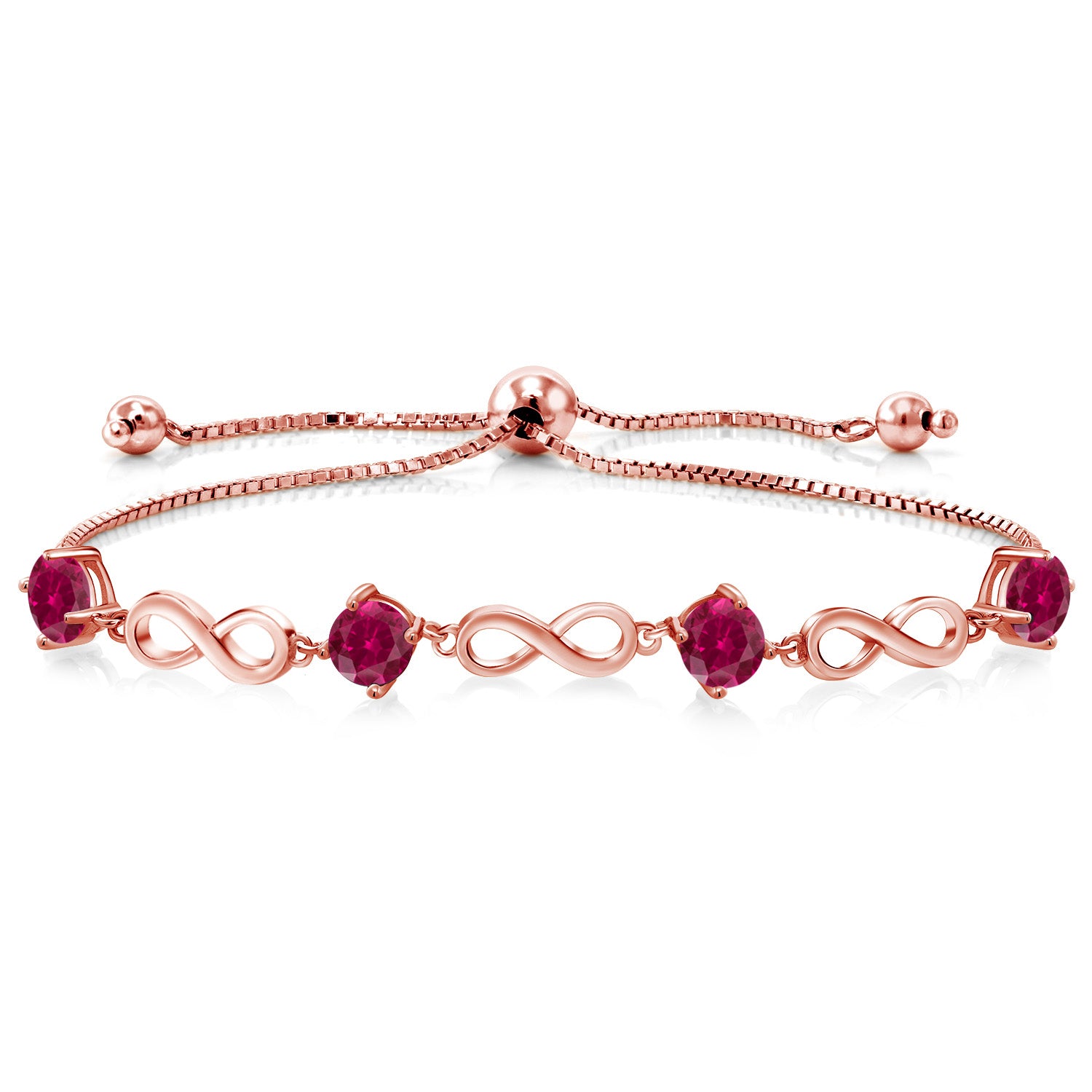 Created Ruby - July_Bracelet in 925 Rose Gold Plated Silver