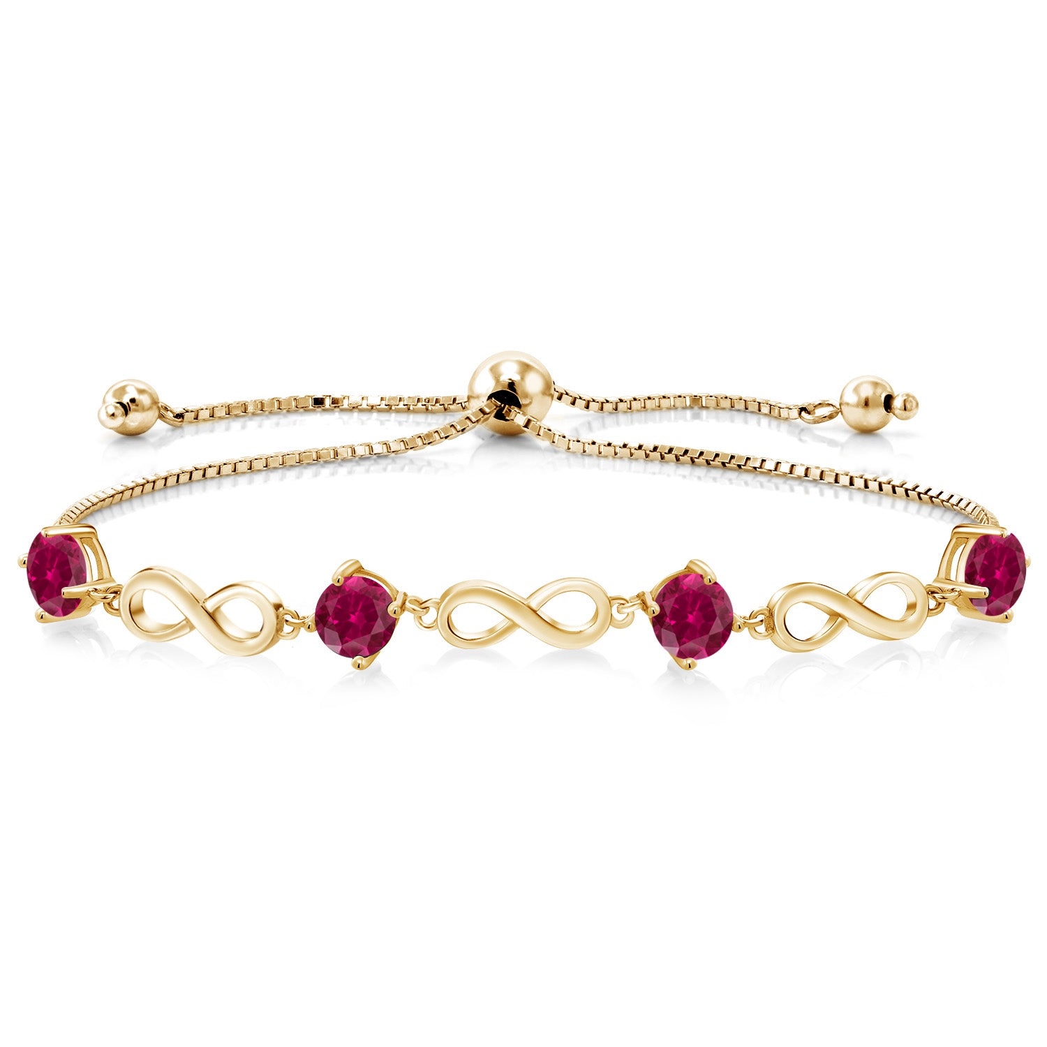 Created Ruby - July_Bracelet in 925 Yellow Gold Plated Silver