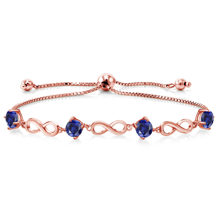 Blue Created Sapphire - September_Bracelet in 925 Rose Gold Plated Silver