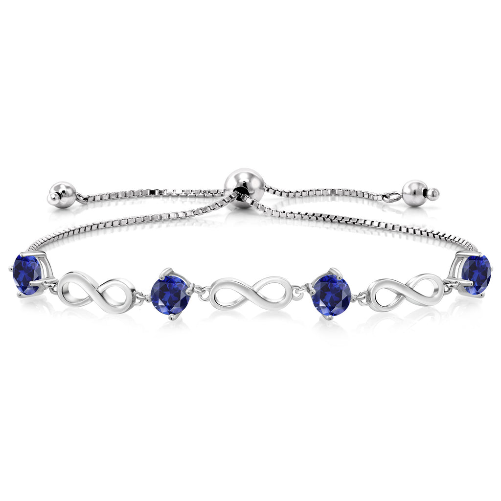 Blue Created Sapphire - September_Bracelet in 925 Sterling Silver