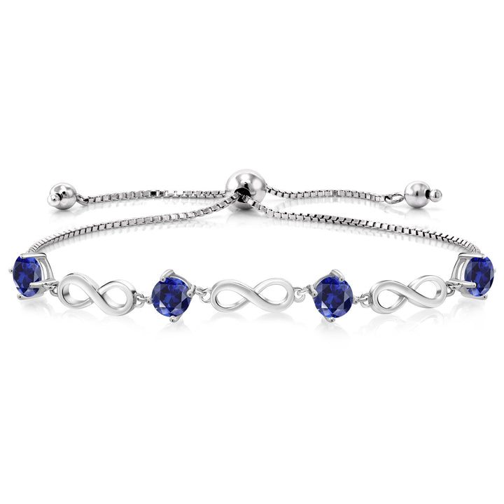 Blue Created Sapphire - September_Bracelet in 925 Sterling Silver