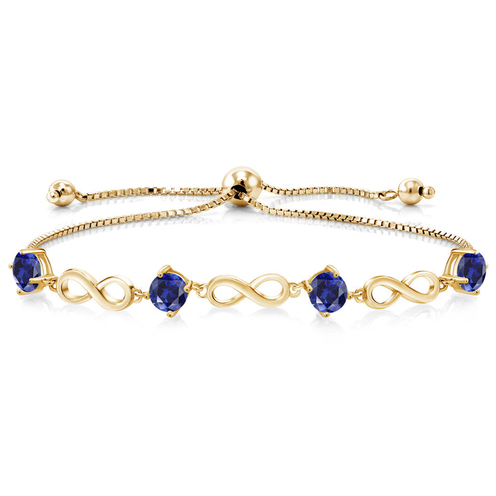 Blue Created Sapphire - September_Bracelet in 925 Yellow Gold Plated Silver