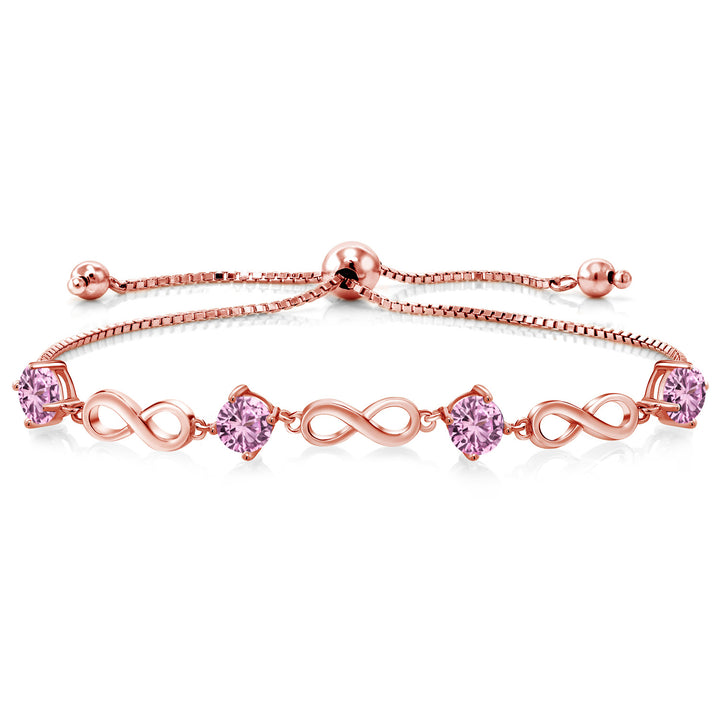 Pink Created Sapphire - September_Bracelet in 925 Rose Gold Plated Silver