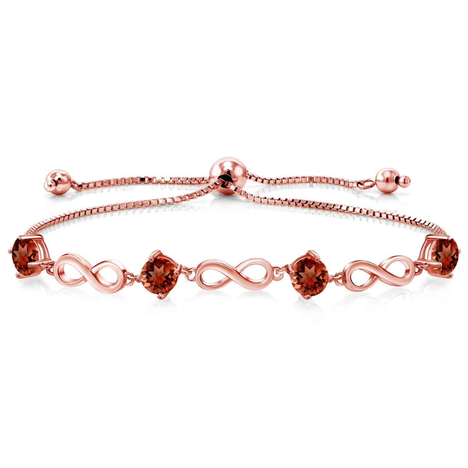 Garnet - January_Bracelet in 925 Rose Gold Plated Silver